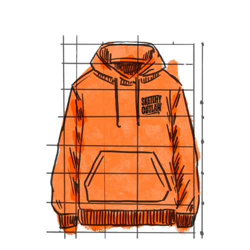 Sketchy Outlaw Signature Hoodie, Black Logo Print