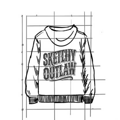 Sketchy Outlaw Signature Hoodie, Black Logo Print