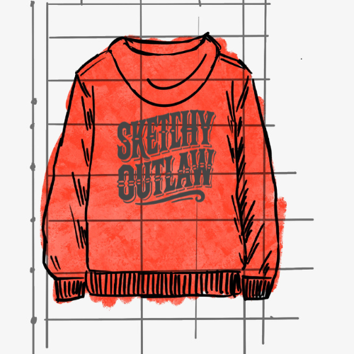 Sketchy Outlaw Signature Hoodie, Black Logo Print