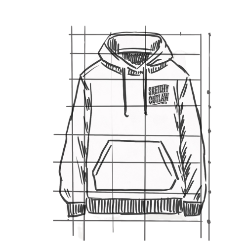 Sketchy Outlaw Signature Hoodie, Black Logo Print